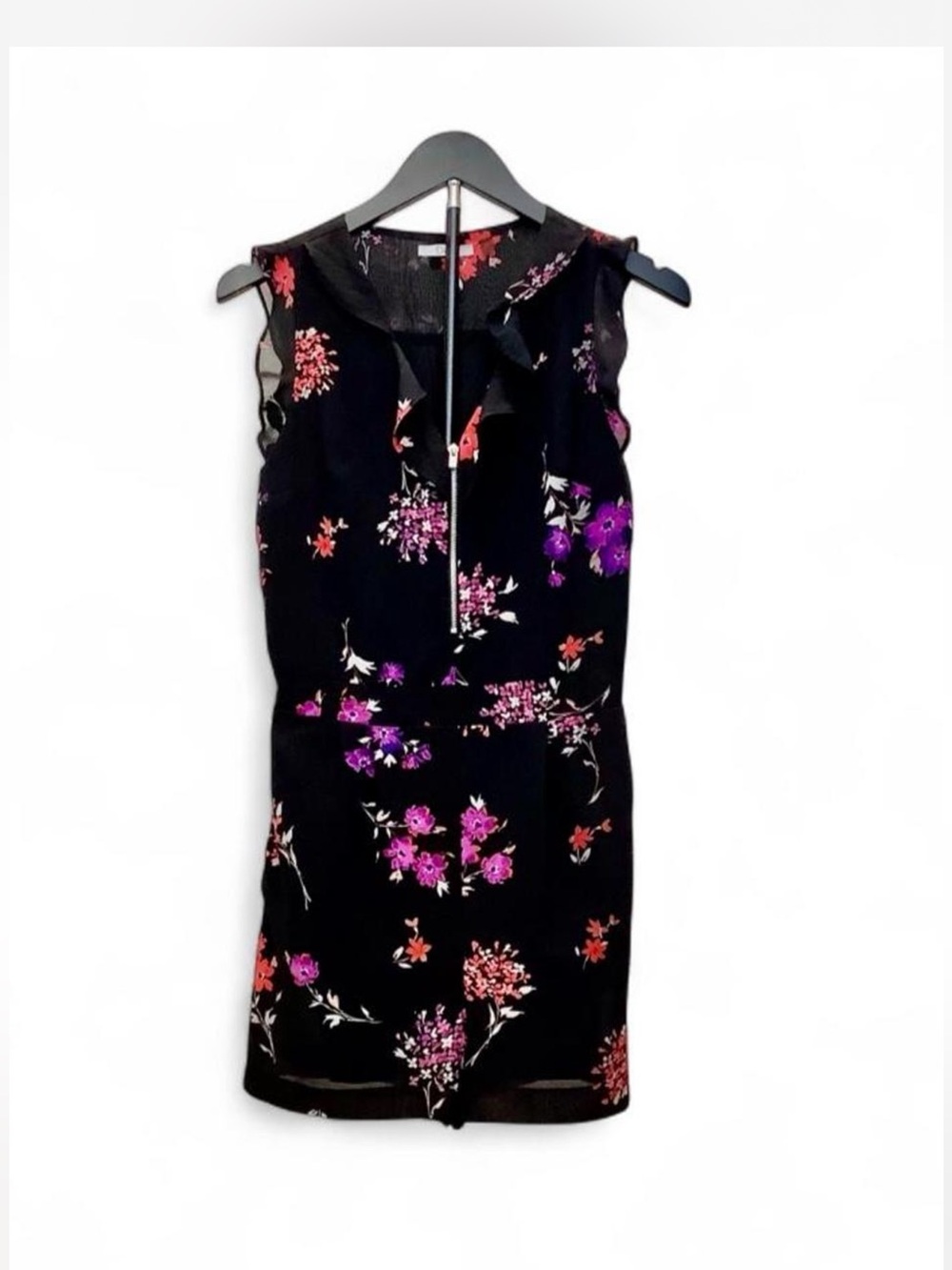 Dex Black Floral Sleeveless Women's XS Romper